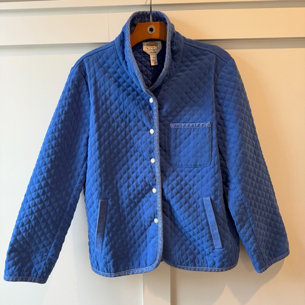 Vintage Talbots Petite Jacket Blue Button Down Quilted Pockets Corduroy Chore MP